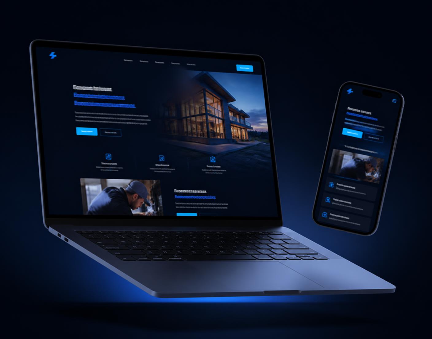Laptop and phone displaying a premium WEBFIX website design